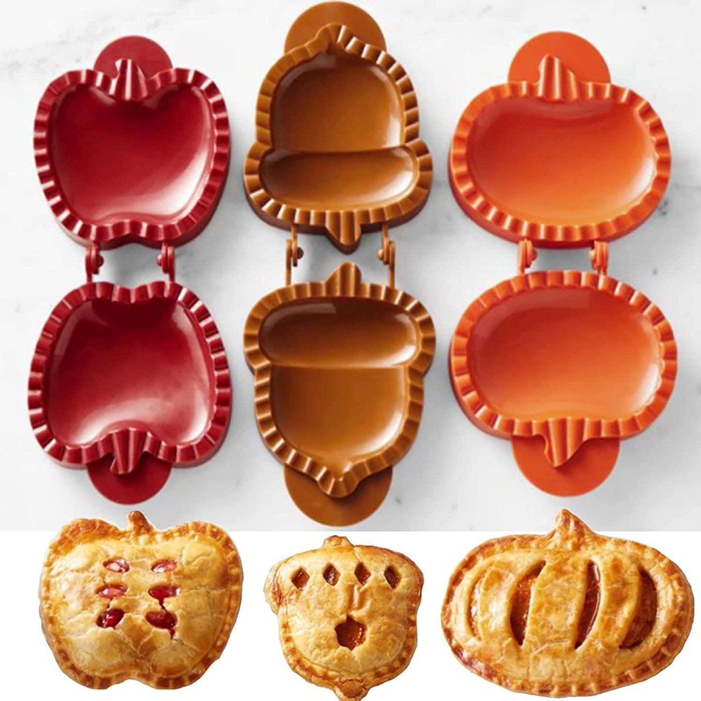 Mini Pie Molds 3Pcs (Apple & Pumpkin & Acorn)