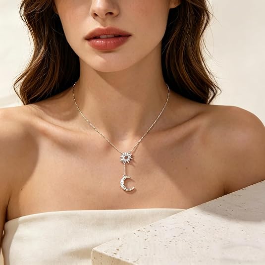 Sun & Moon Drop Necklace