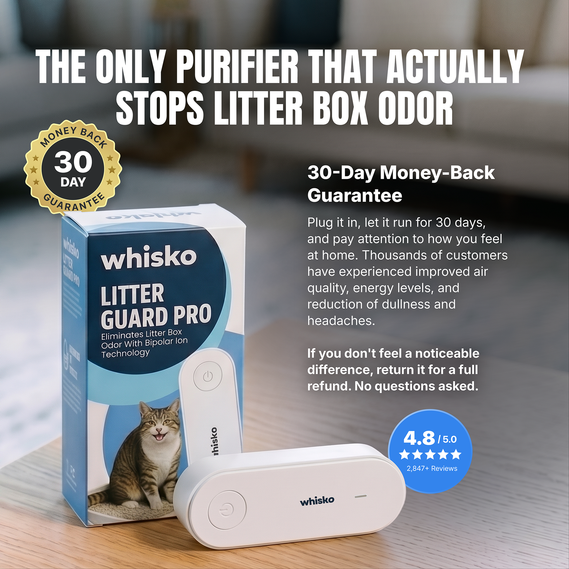Whisko LitterGuard Pro Ammonia Neutralizing Cat Litter Odor Filter