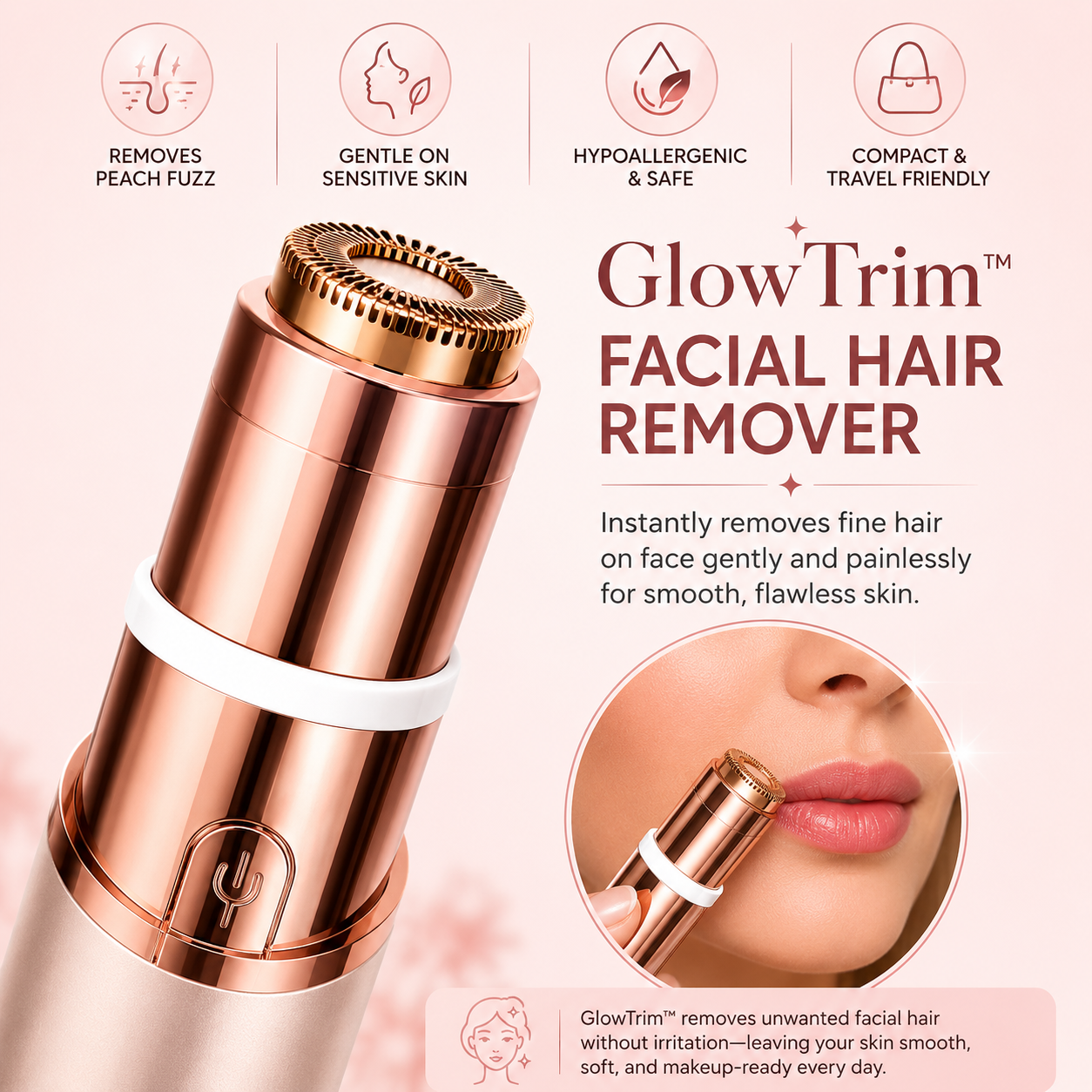 GlowAura GlowTrim 2-in-1 Eyebrow and Facial Hair Trimmer