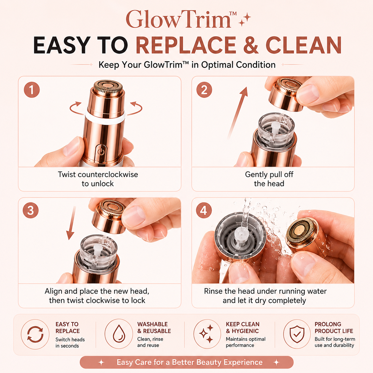 GlowAura GlowTrim 2-in-1 Eyebrow and Facial Hair Trimmer