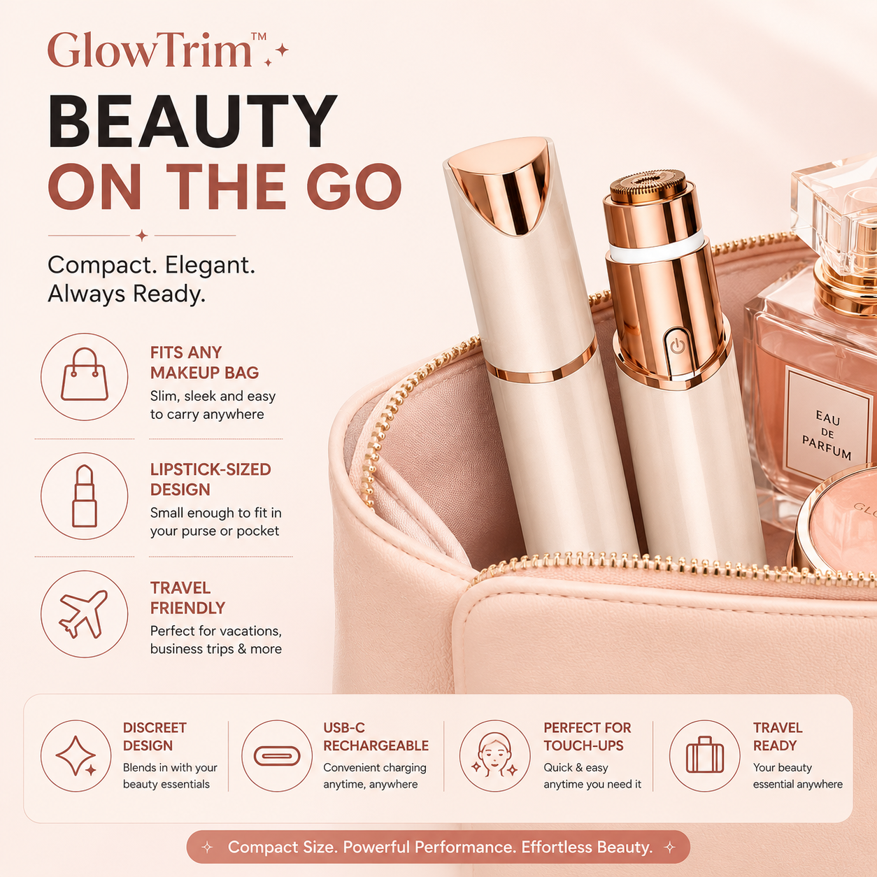 GlowAura GlowTrim 2-in-1 Eyebrow and Facial Hair Trimmer