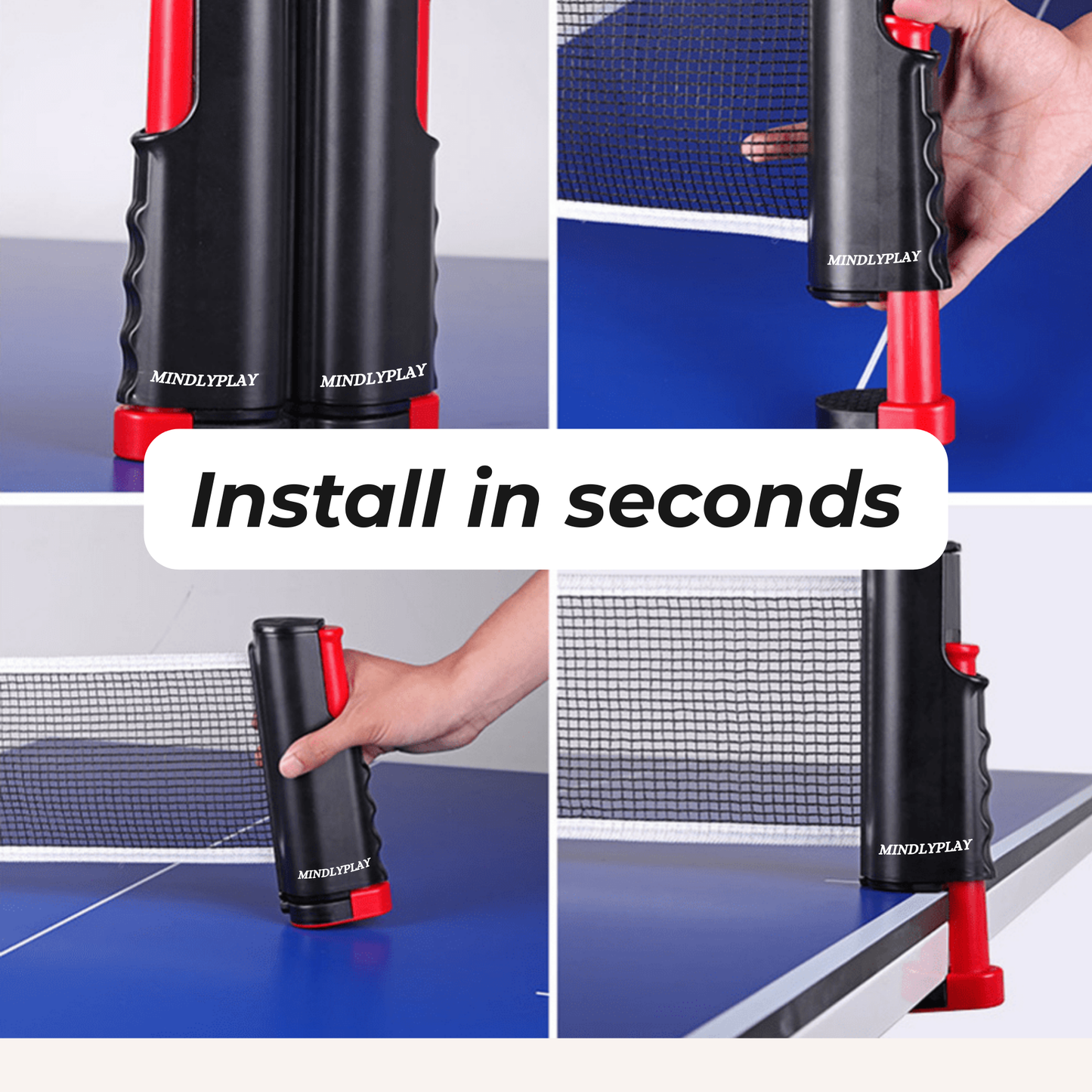 MindlyPlay NetFlex Portable Table Tennis Set with Retractable Net