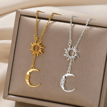 Sun & Moon Drop Necklace