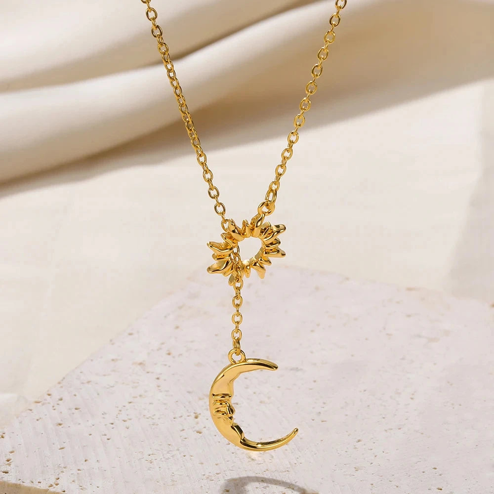 Sun & Moon Drop Necklace