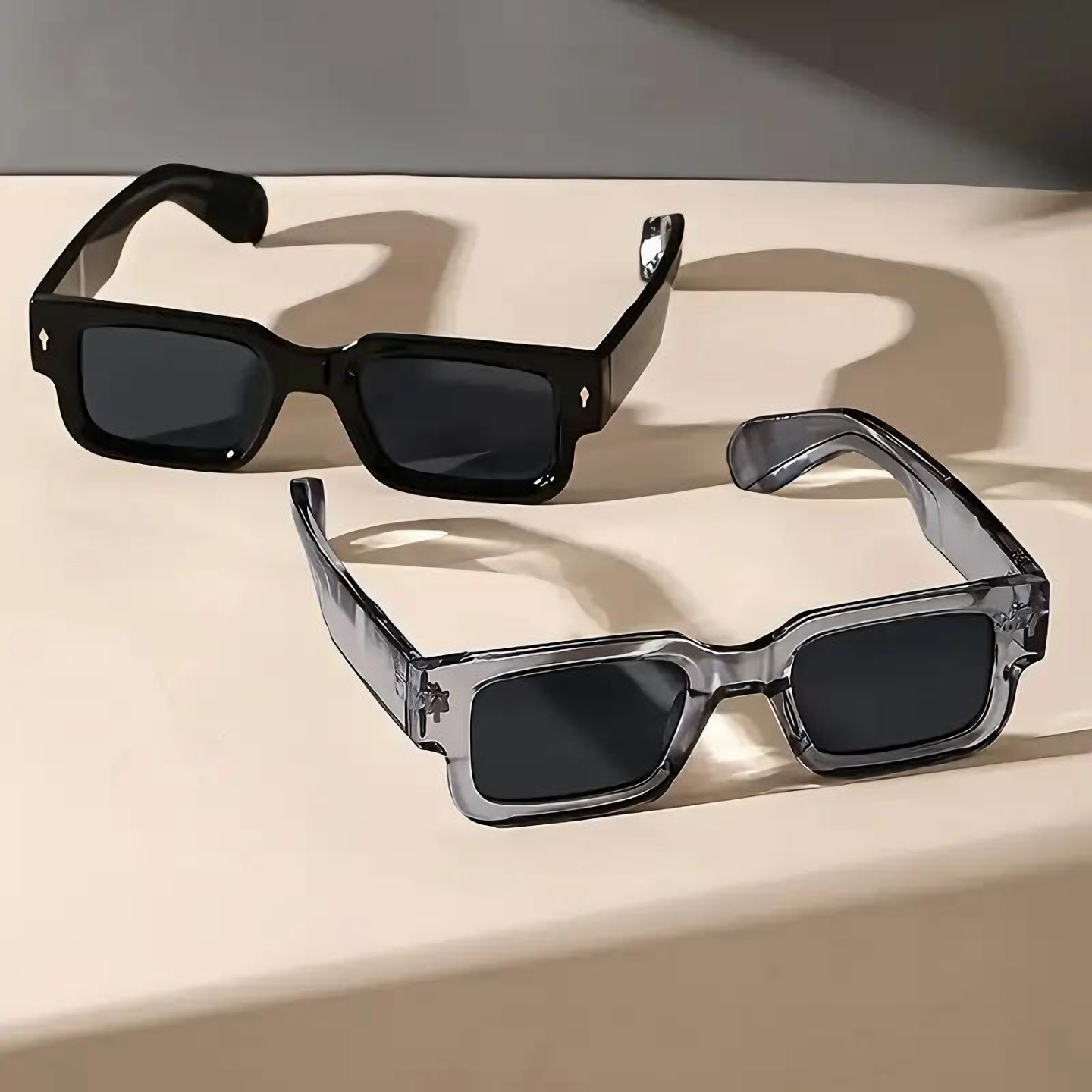 Linara Retro Square Sunglasses 2pcs Set Vintage Style UV Protection
