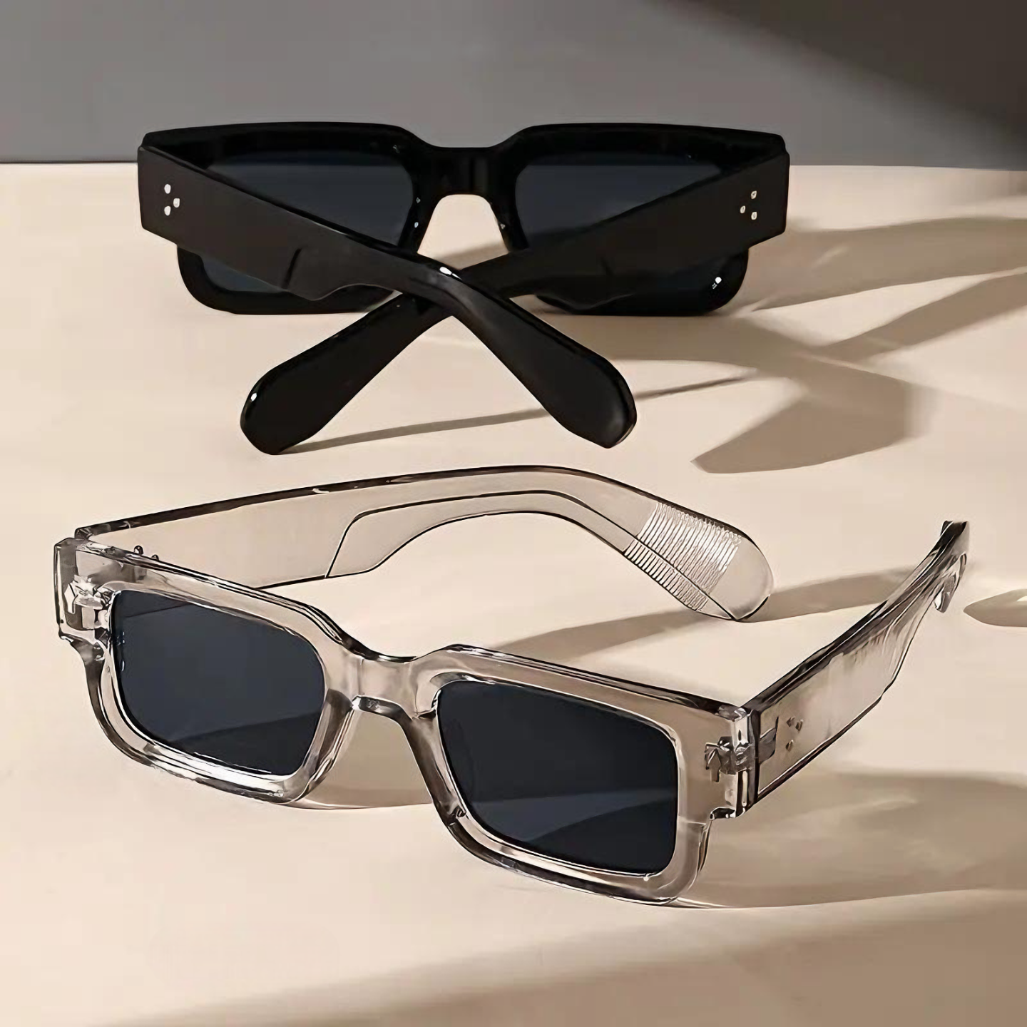 Linara Retro Square Sunglasses 2pcs Set Vintage Style UV Protection