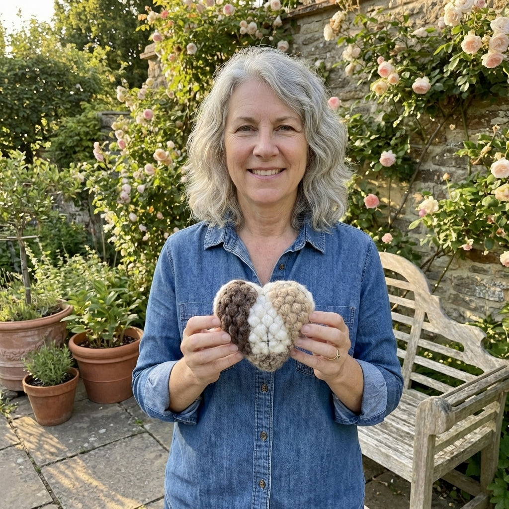 Handmade Alpaca Fiber Bird Nesting Heart