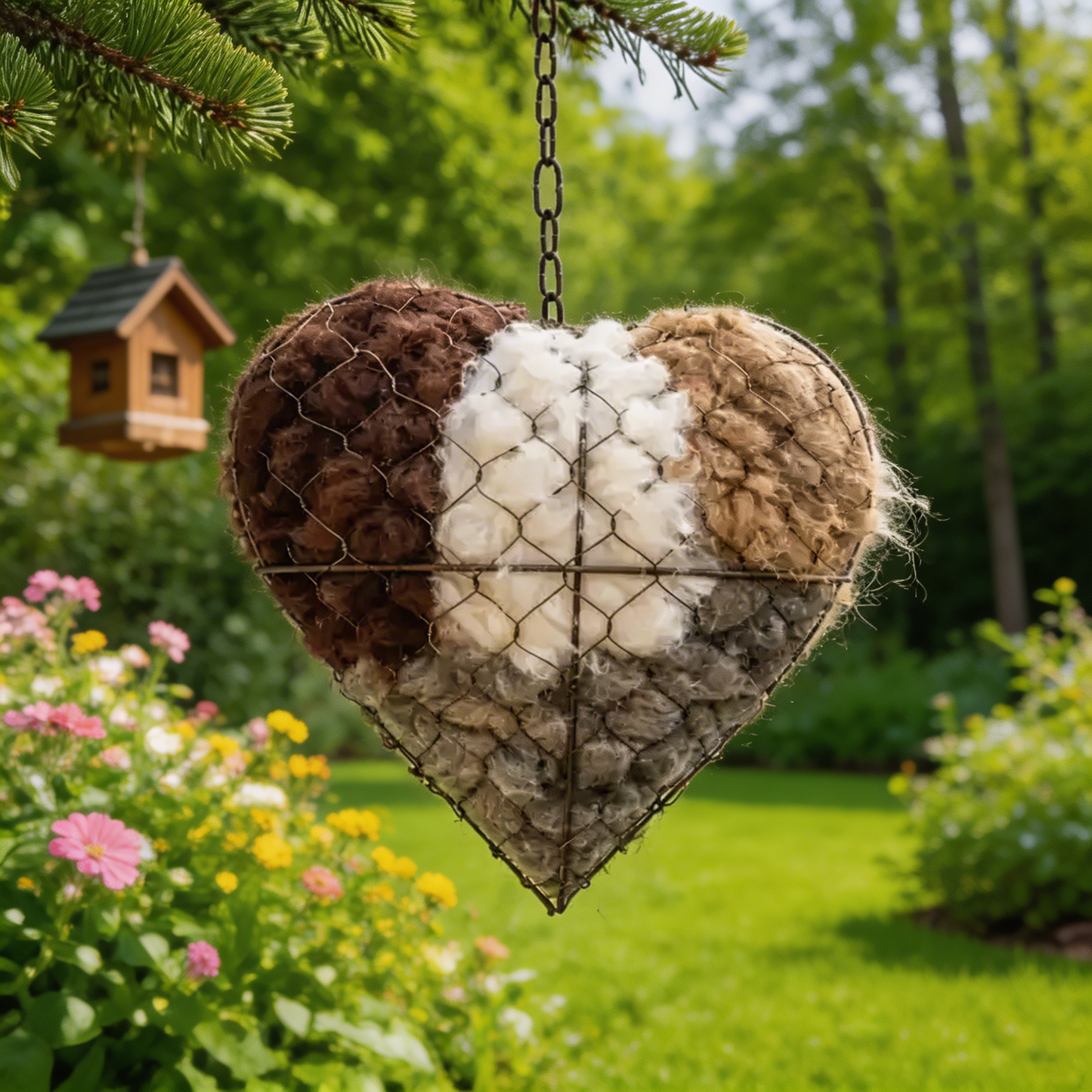 Handmade Alpaca Fiber Bird Nesting Heart
