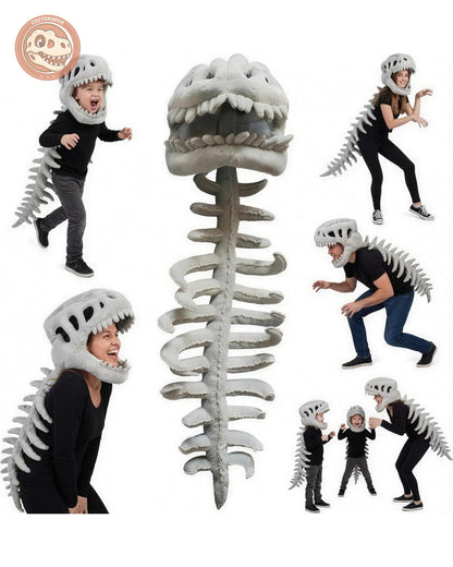 Cozysaurus Dino Skeleton Plush Costume Hooded Fleece Suit